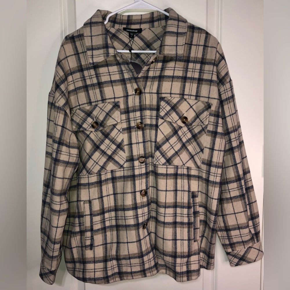 Mittoshop Plaid Flannel Shacket Jacket Size Large New
